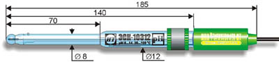 ЭСК-10312 Лабораторный комбинированный "полумикро"-электрод для измерения pH